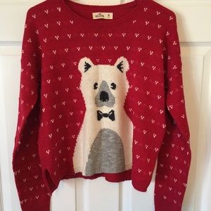 Red Bear Cropped Crewneck Sweater